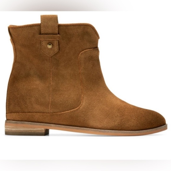 Cole Haan | Rayna Suede Wedge Earthen Brown Ankle Booties Size 8.5 Western - Picture 1 of 10